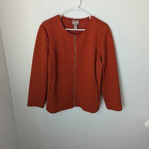 NWT Chico's Women's Waffle Textured Rust Zipper Jacket, 2 (12, Large)